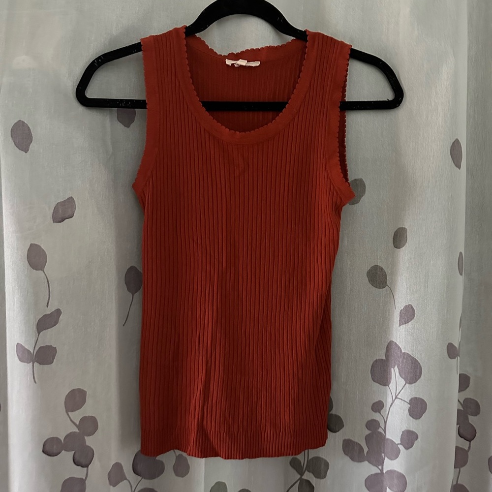 Burnt Orange Ribbed Tank Top